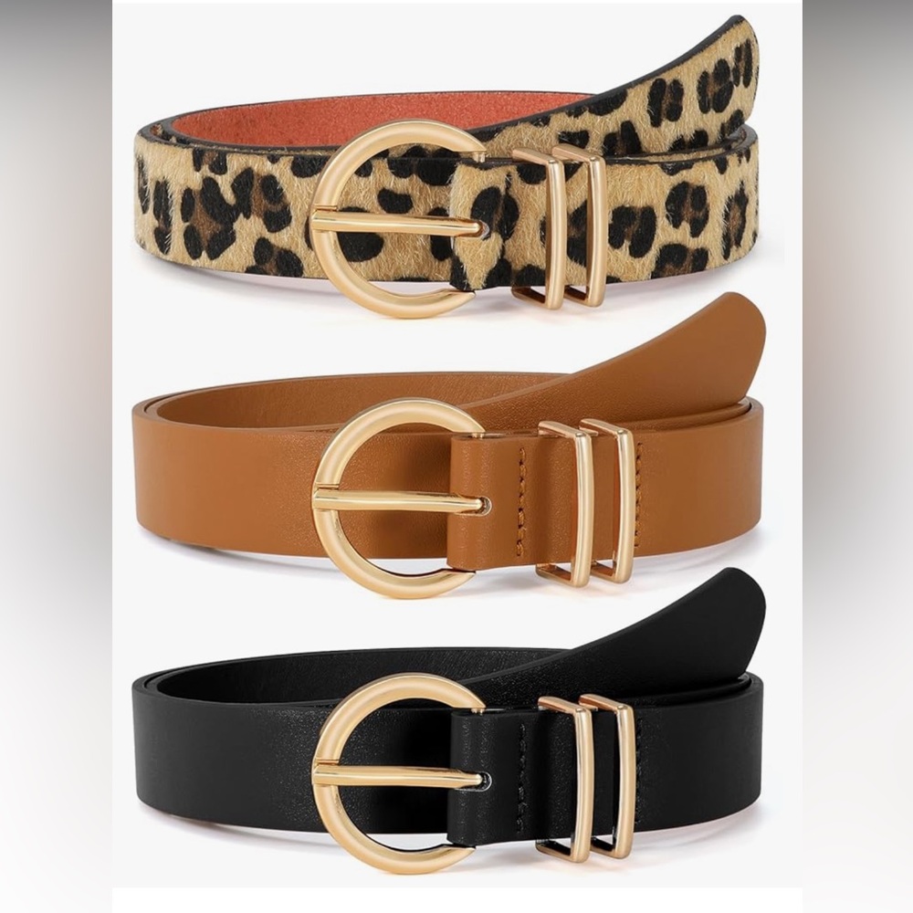 Women's Belt Set - Black, Tan, Leopard